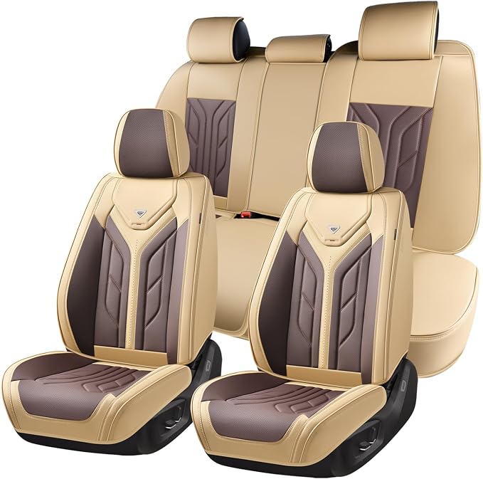 Universal Seat Covers — Full Set — Beige / Coffee
