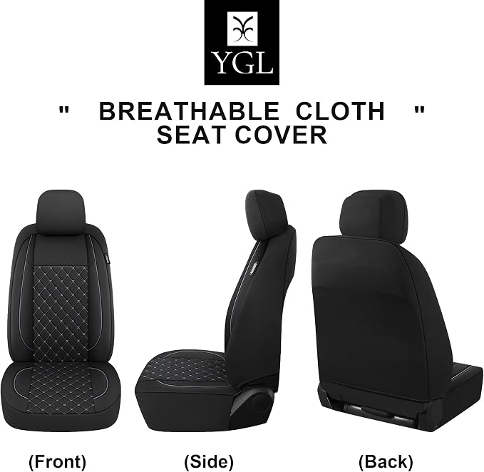 Fabric Car Seat Covers — Full Set — Black / Gray