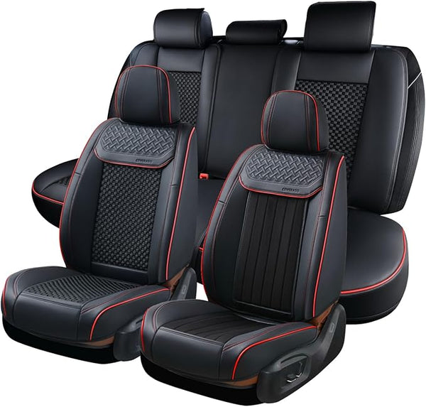 Universal Seat Covers — Full Set — Black / Red