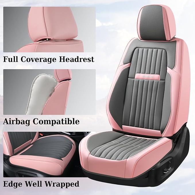 Universal Seat Covers — Full Set — Pink / Gray