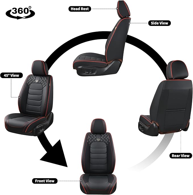 Car Seat Covers — Full Set — Black / Red