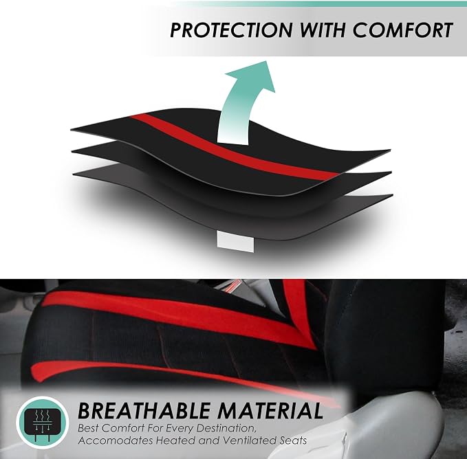 Universal Seat Covers — Front Seat — Red / Black