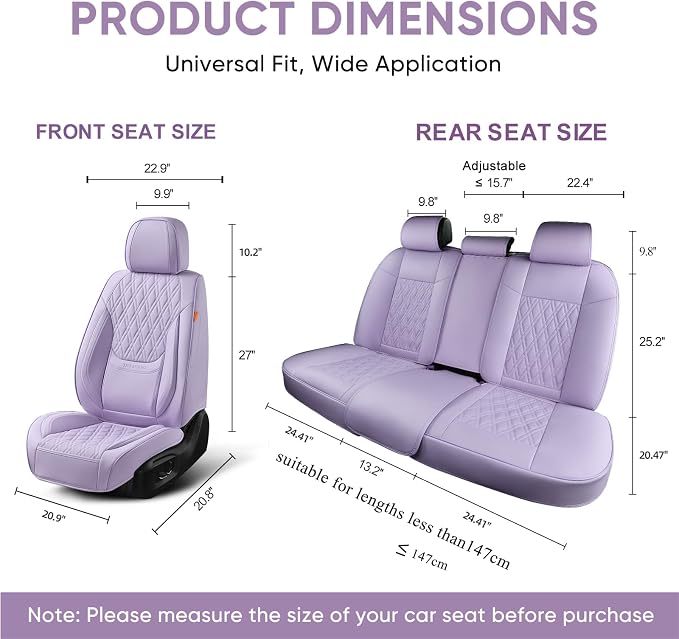 Universal Seat Covers — Full Set — Purple