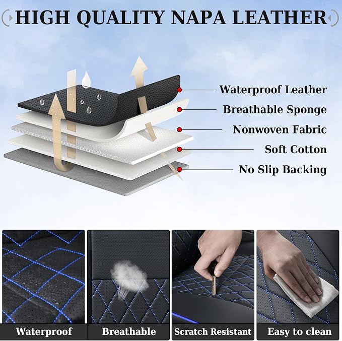 Faux Leather Seat Covers for Toyota Tacoma — Full Set — Blue