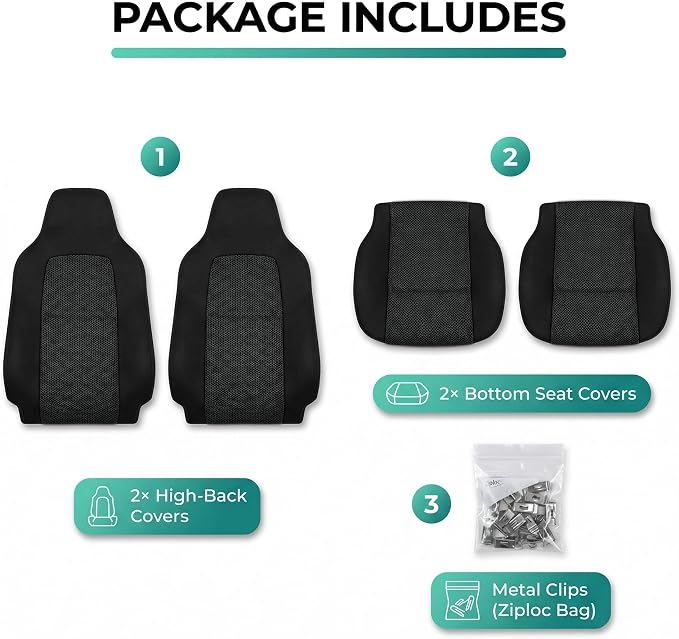 Universal Fabric Seat Covers — Front Seat — Black