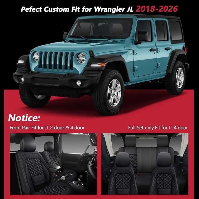 Faux Leather Car Seat Covers — Full Set — Black