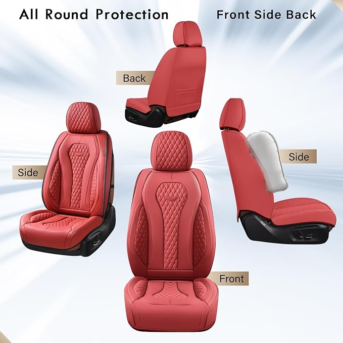 Universal Faux Leather Seat Covers — Front Seat — Red