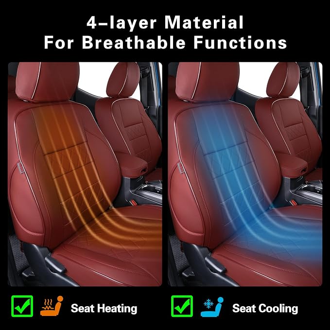 Faux Leather Seat Covers for Toyota Tacoma — Full Set — Burgundy