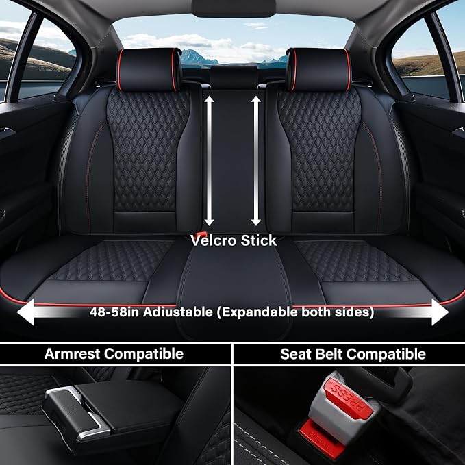 Universal Seat Covers — Full Set — Black / Red