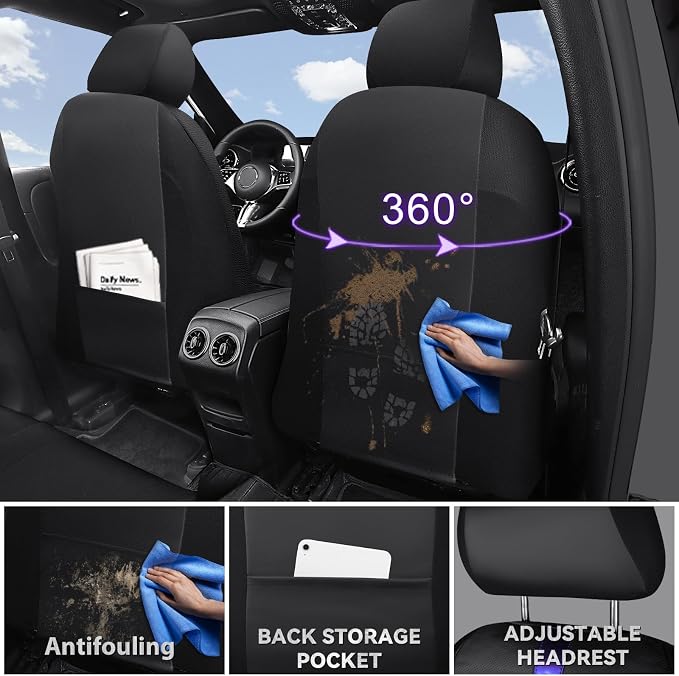 Universal Faux Leather Seat Covers — Front Seat — Black