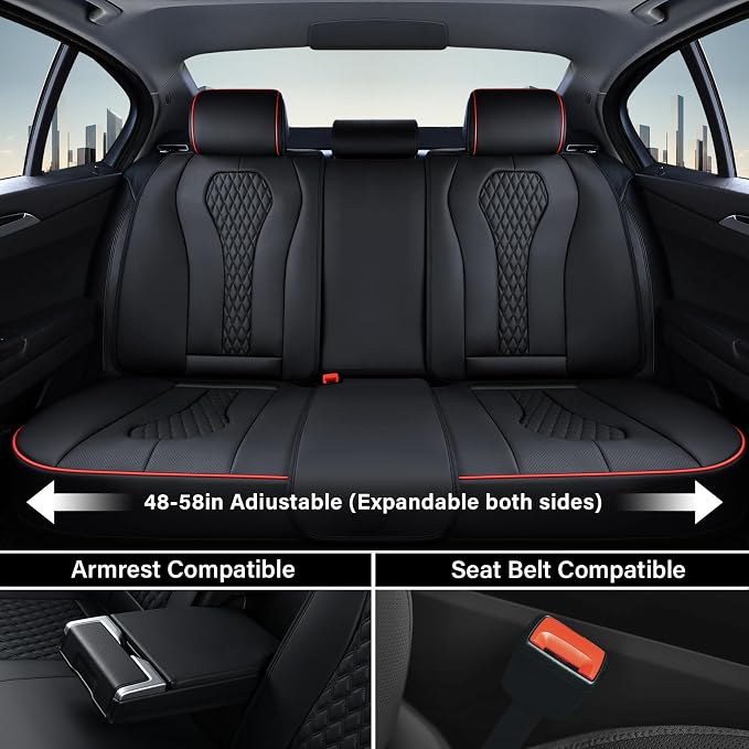 Universal Seat Covers — Full Set — Black / Red
