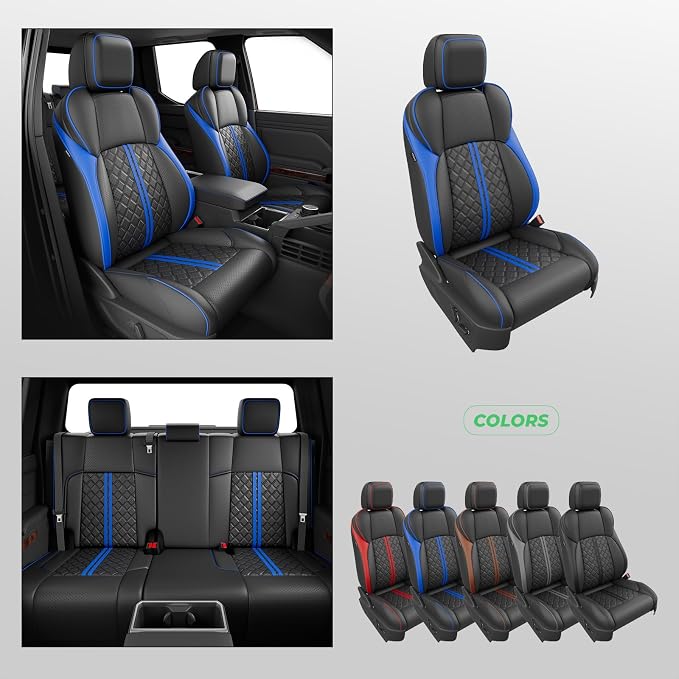 Seat Covers for Toyota Tacoma — Full Set — Black / Blue