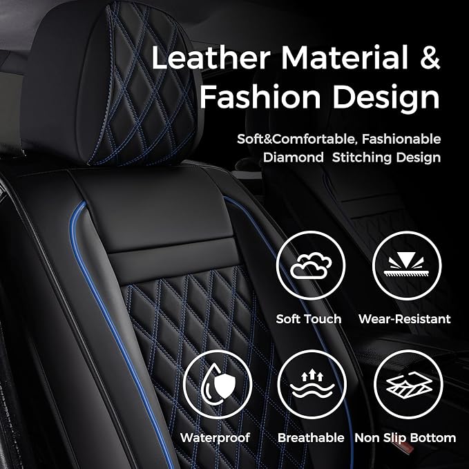 Universal Seat Covers — Front Seat — Black / Blue