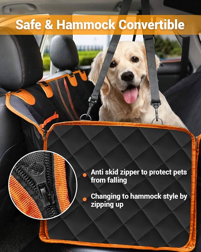 Pet Car Seat Protector — Orange / Black