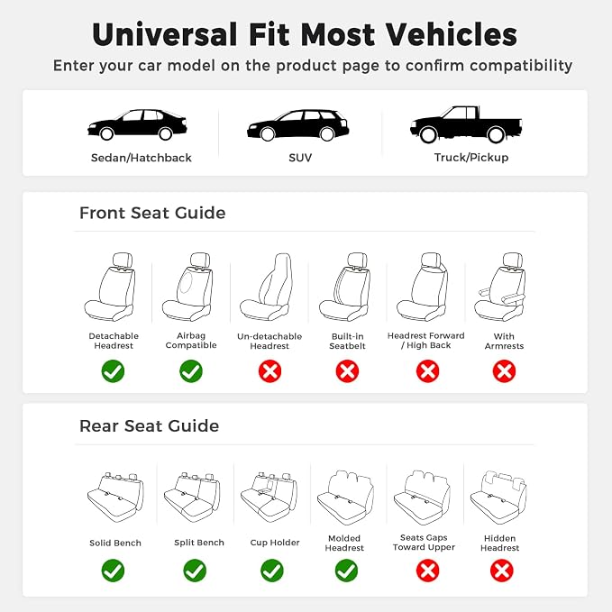 Universal Seat Covers — Full Set — Red / White