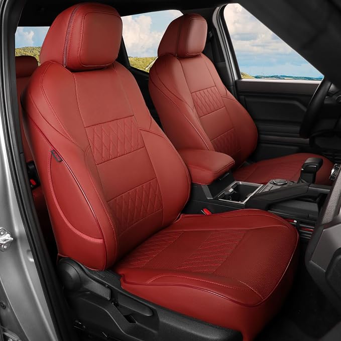 Faux Leather Seat Covers for Toyota Tacoma — Full Set — Burgundy