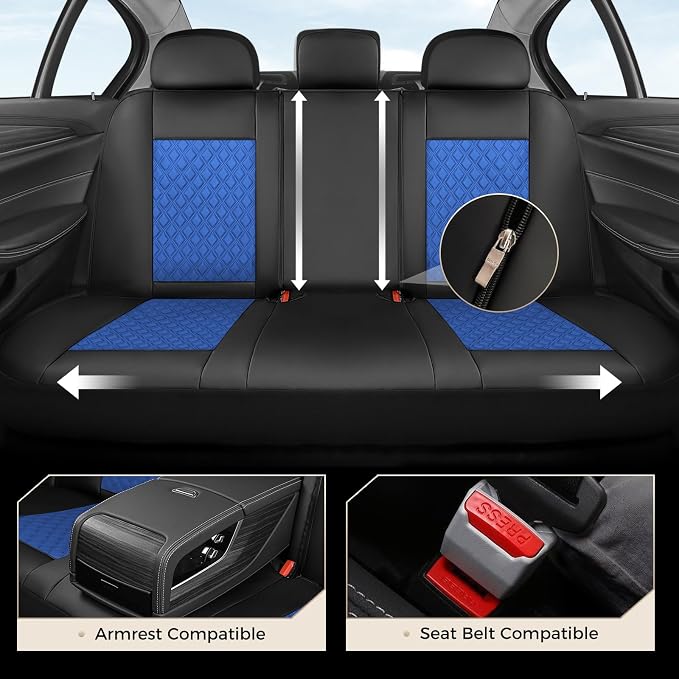 Universal Seat Covers — Full Set — Black / Blue