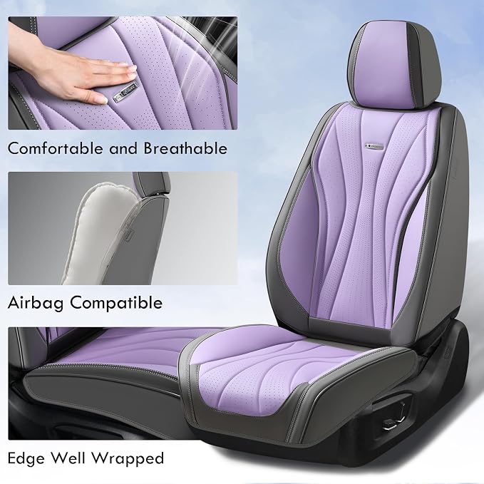 Universal Seat Covers — Full Set — Gray / Purple