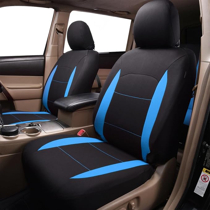 Fabric Car Seat Covers — Full Set — Black / Blue