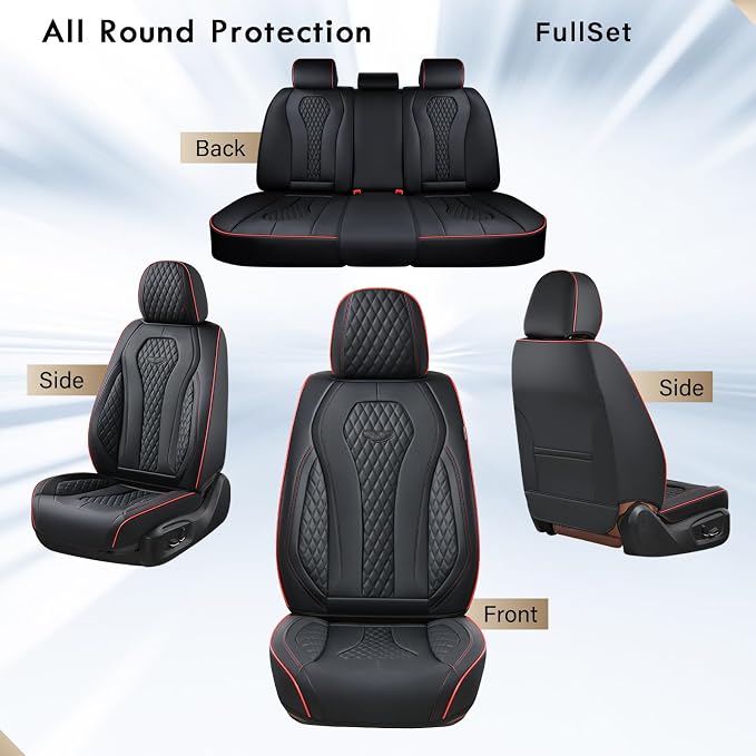Universal Seat Covers — Full Set — Black / Red
