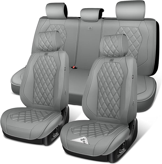 Universal Faux Leather Seat Covers — Full Set — Gray