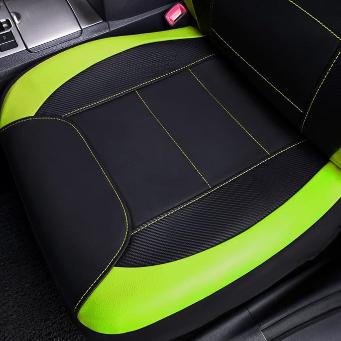 Faux Leather Car Seat Covers — Front Seat — Green / Black