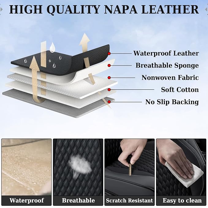 Faux Leather Seat Covers for Chevrolet Silverado / GMC Sierra — Full Set — Black