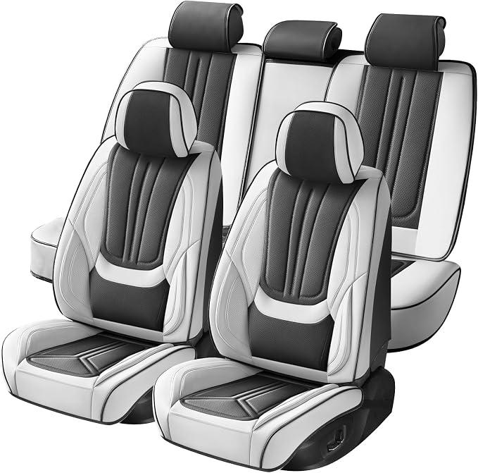 Universal Seat Covers — Full Set — White / Black