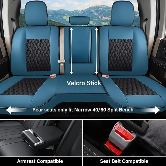 Faux Leather Seat Covers for Chevrolet Silverado / GMC Sierra — Full Set — Blue
