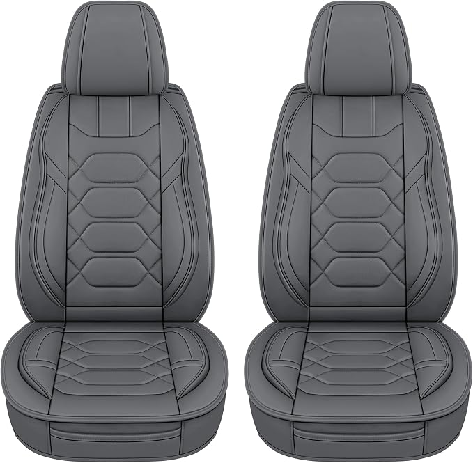 Universal Faux Leather Seat Covers — Front Seat — Gray