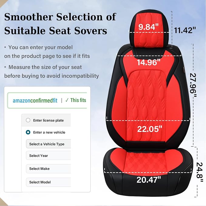 Universal Seat Covers — Full Set — Red