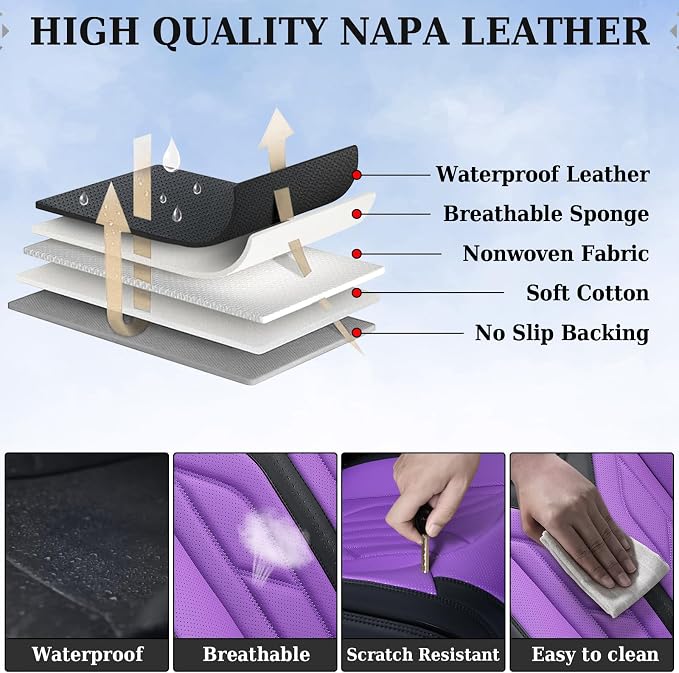 Universal Seat Covers — Front Seat — Black / Purple