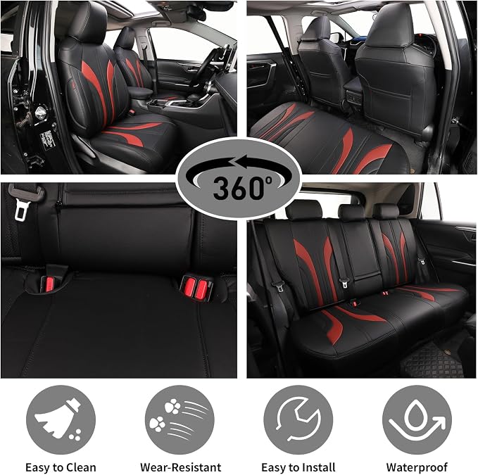 Faux Leather Seat Covers for Toyota 4Runner — Full Set — Black / Burgundy