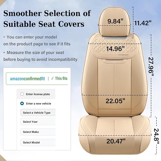 Universal Seat Covers — Front Seat — Beige
