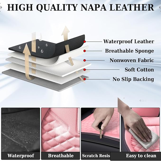 Universal Seat Covers — Full Set — Black / Pink