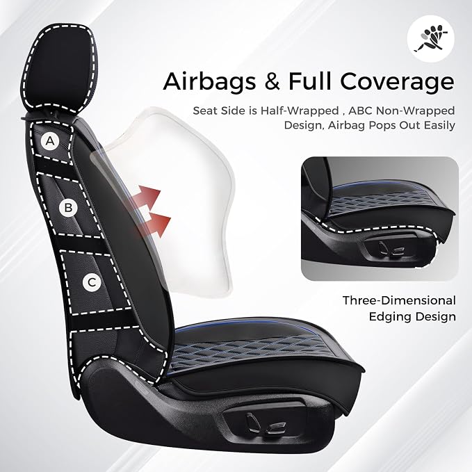 Universal Seat Covers — Front Seat — Black / Blue