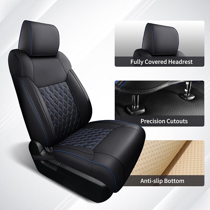 Seat Covers for Toyota Tacoma — Full Set — Black / Blue
