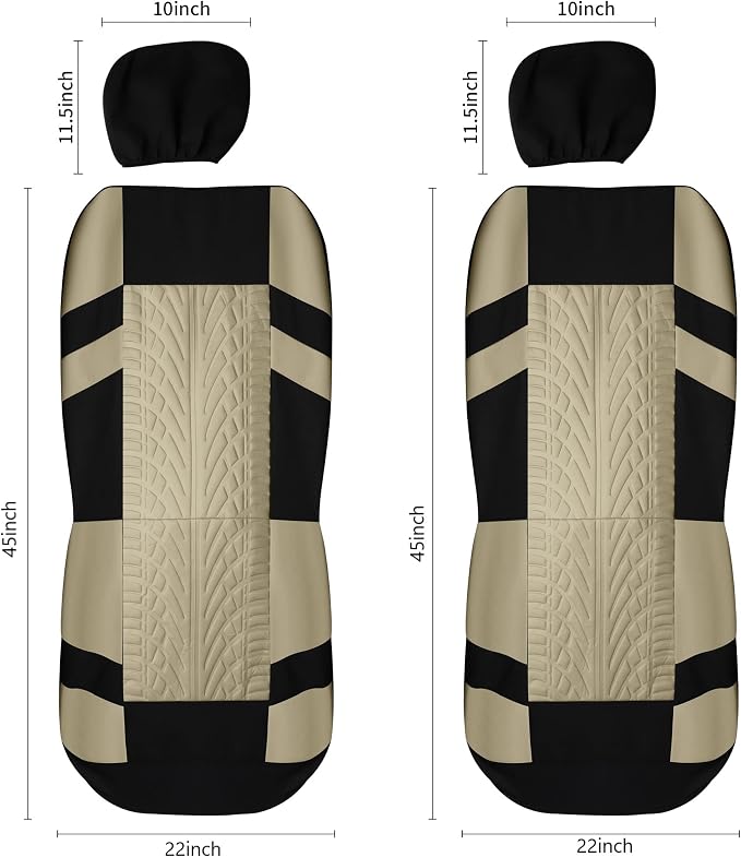 Universal Seat Covers — Front Seat — Black / Beige