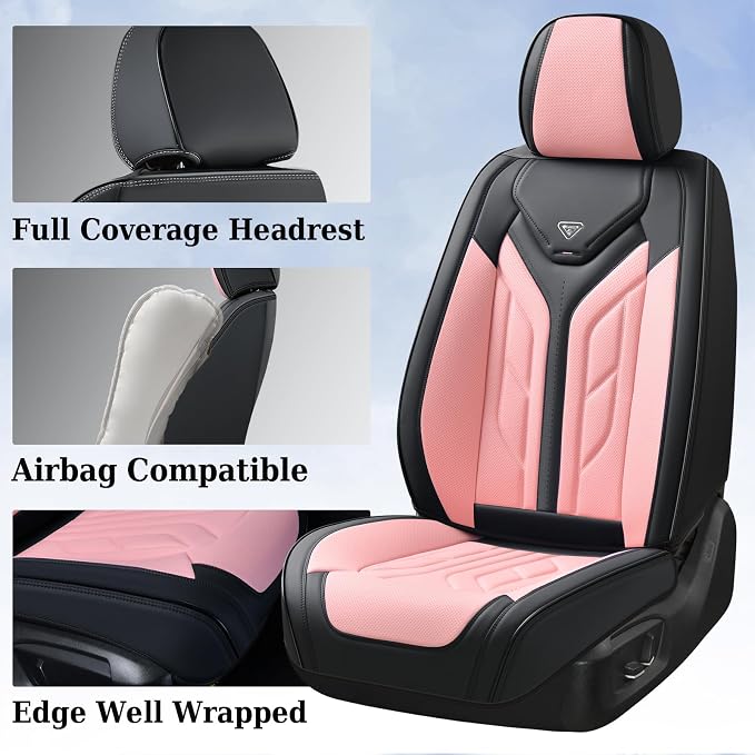 Universal Seat Covers — Front Seat — Black / Pink