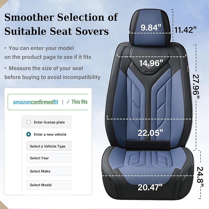 Universal Seat Covers — Full Set — Black / Blue