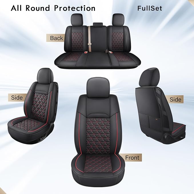 Seat Covers for Multiple Vehicles — Full Set — Black / Red