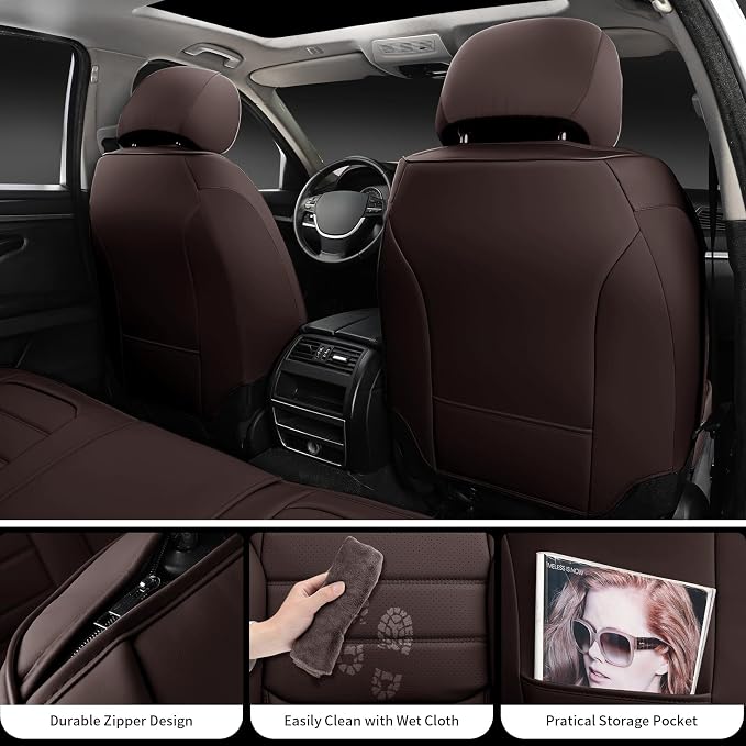 Universal Faux Leather Seat Covers — Full Set — Brown