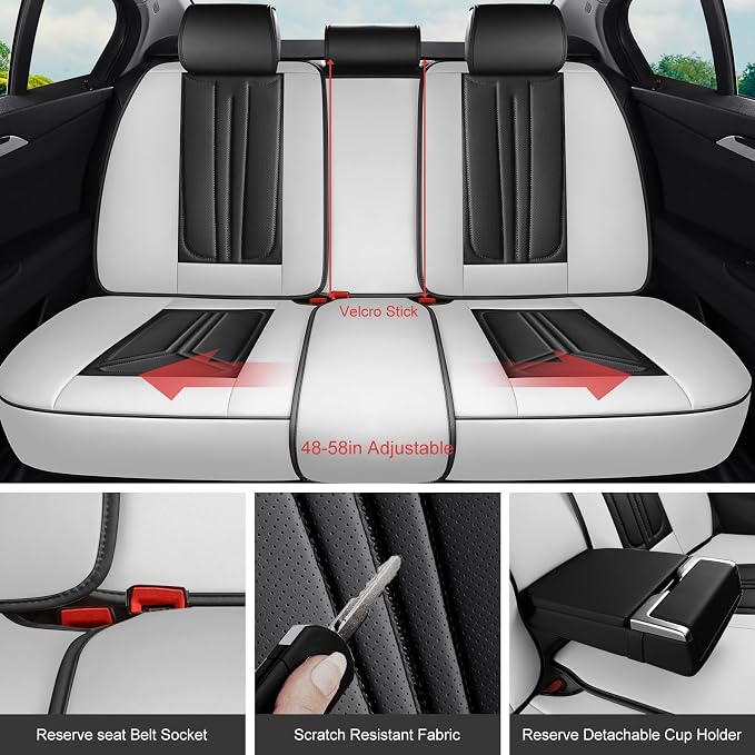 Universal Seat Covers — Full Set — White / Black