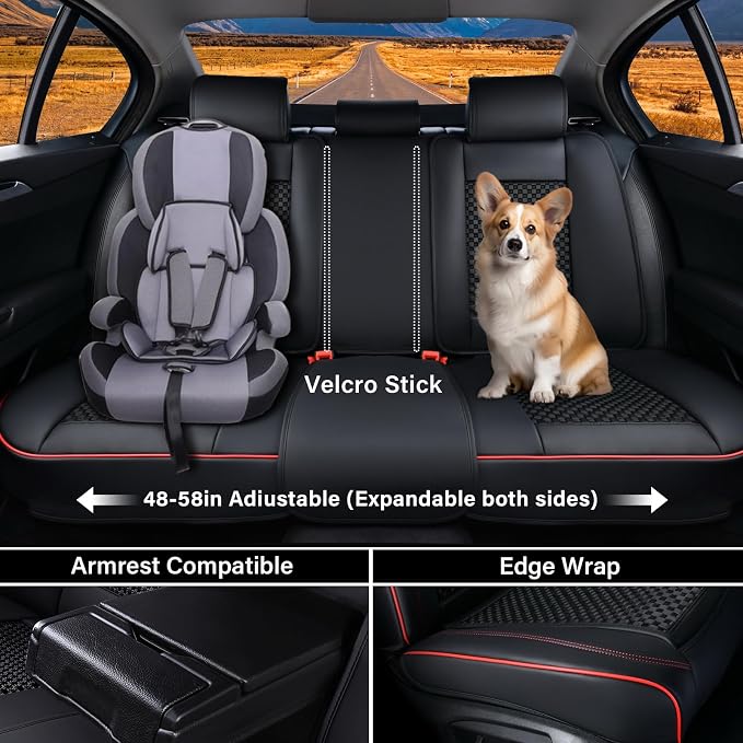 Universal Seat Covers — Full Set — Black / Red