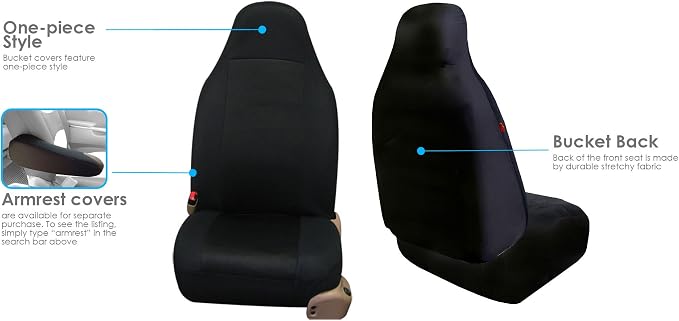 Universal Fabric Seat Covers — Front Seat — Black
