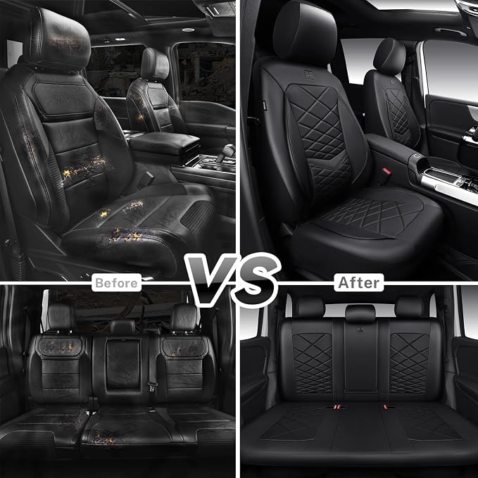 Universal Faux Leather Seat Covers — Full Set — Black