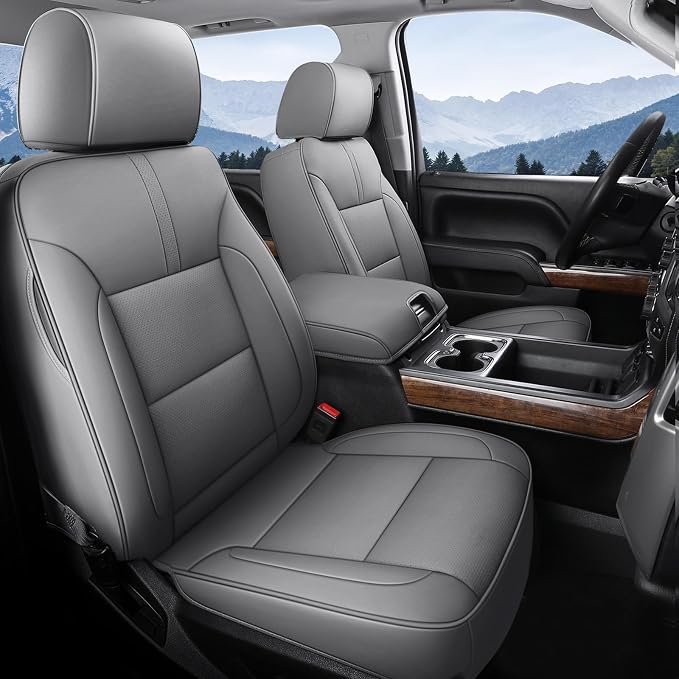 Faux Leather Seat Covers for Chevrolet Silverado / GMC Sierra — Full Set — Gray