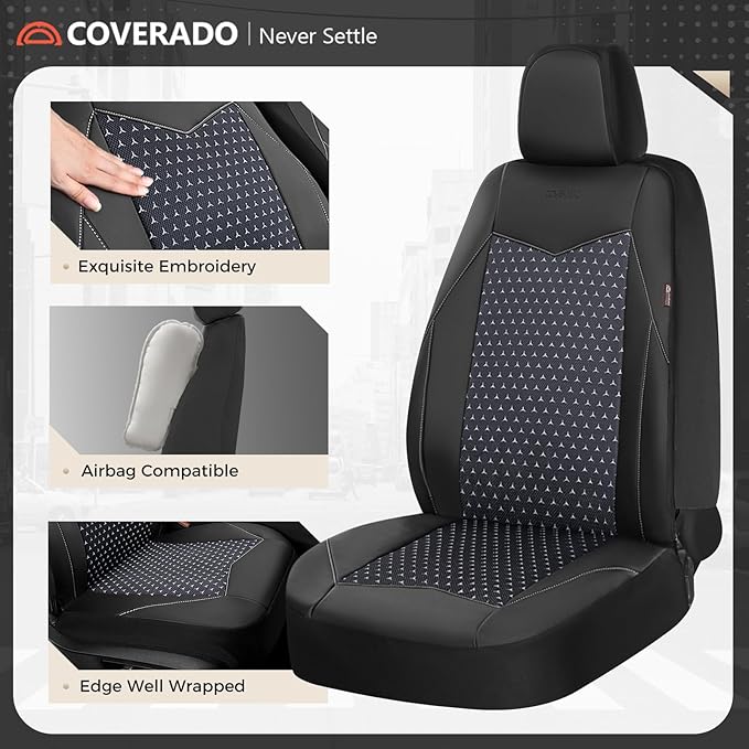 Universal Fabric Seat Covers — Front Seat — Black