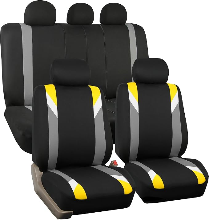 Universal Fabric Seat Covers — Full Set — Yellow