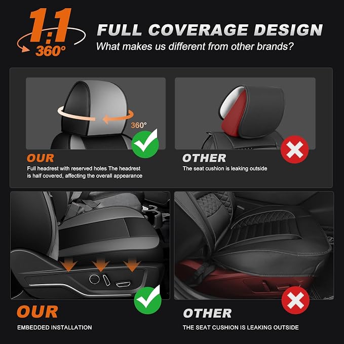 Faux Leather Seat Covers for Chevrolet Silverado / GMC Sierra — Full Set — Black / Gray